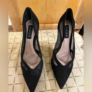 Aqua Chic Black Mesh Heels